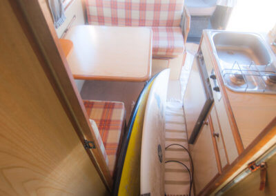 Interior classic campervan for surf holidays