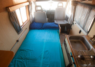 Interior big bed campervan