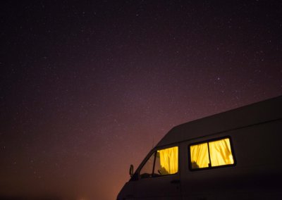 Nigths in holidays view with campervan