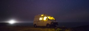 pastel de nata campervan at night in surf holidays